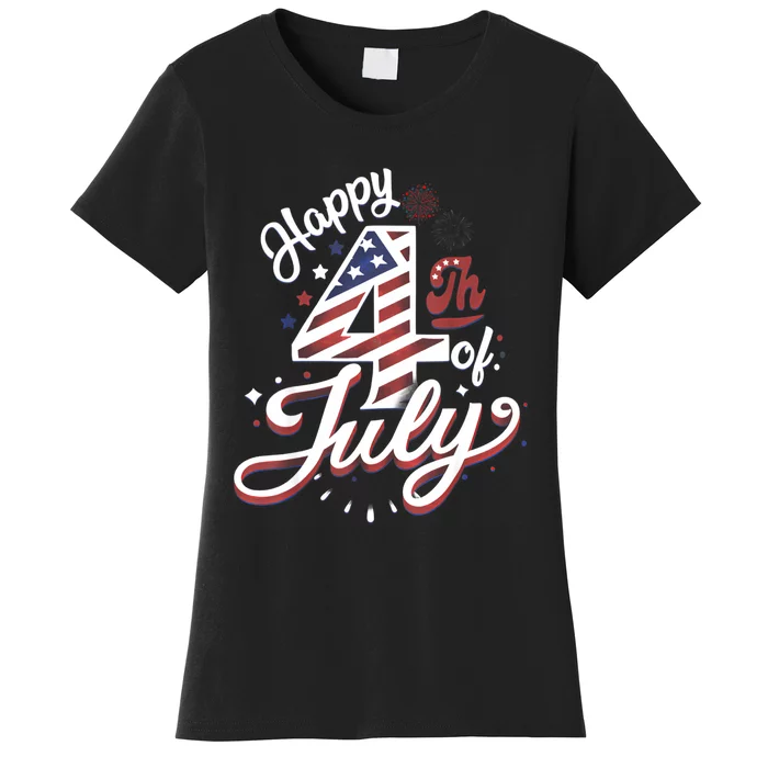 Happy 4th Of July Patriotic American US Flag 4th Of July Women's T-Shirt