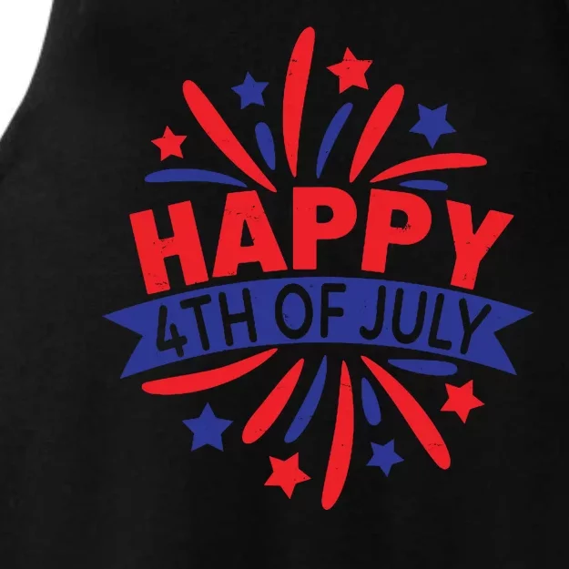 Happy 4th Of July America Celebration Ladies Tri-Blend Wicking Tank