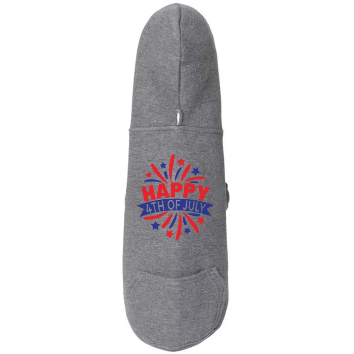 Happy 4th Of July America Celebration Doggie 3-End Fleece Hoodie