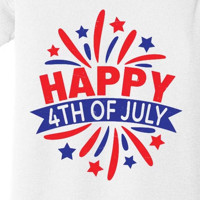 Happy 4th Of July America Celebration Baby Bodysuit