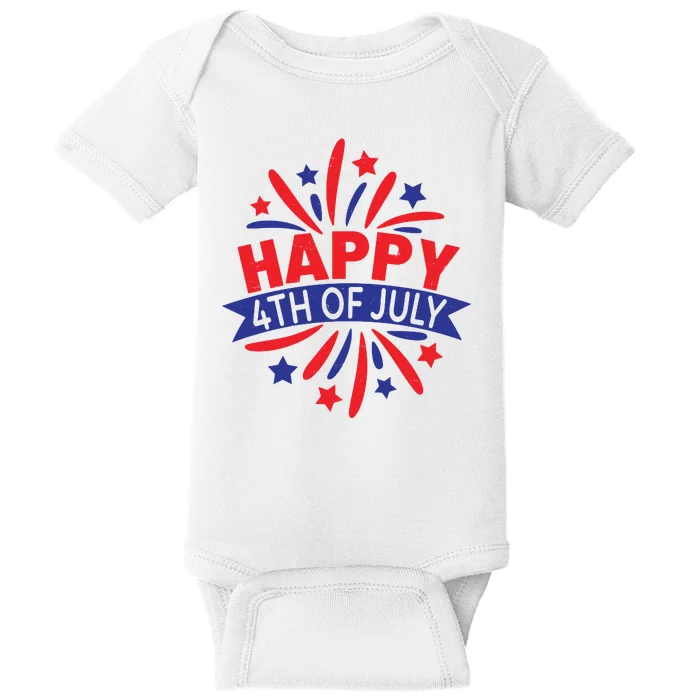 Happy 4th Of July America Celebration Baby Bodysuit