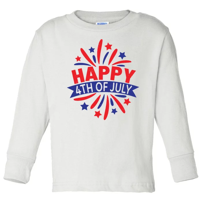 Happy 4th Of July America Celebration Toddler Long Sleeve Shirt