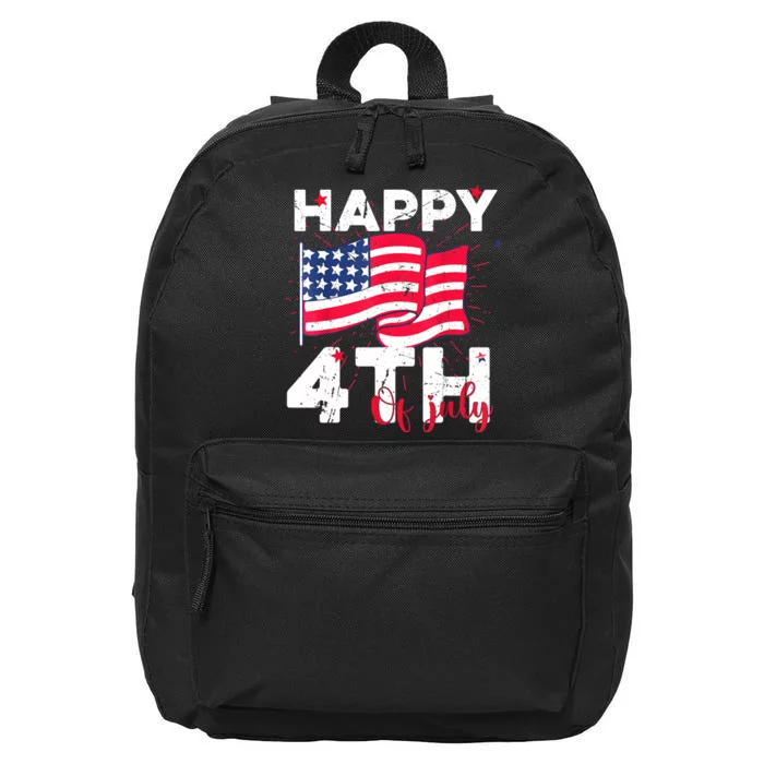 Happy 4th Of July American Flag Usa Patriotic 16 in Basic Backpack