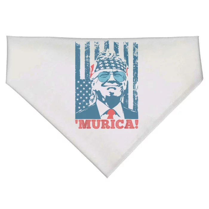 Happy 4th Of July Trump American Flag Trump Murica USA-Made Doggie Bandana