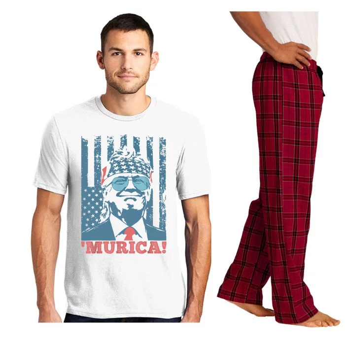 Happy 4th Of July Trump American Flag Trump Murica Pajama Set