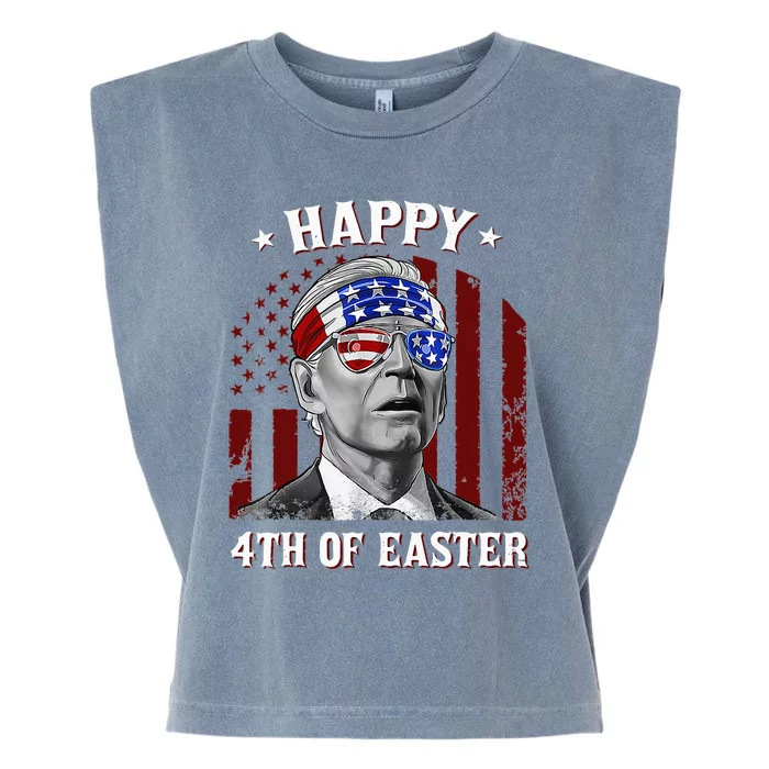 Happy 4th Of Easter Biden Confused 4th Of July Dazed Funny Garment-Dyed Women's Muscle Tee