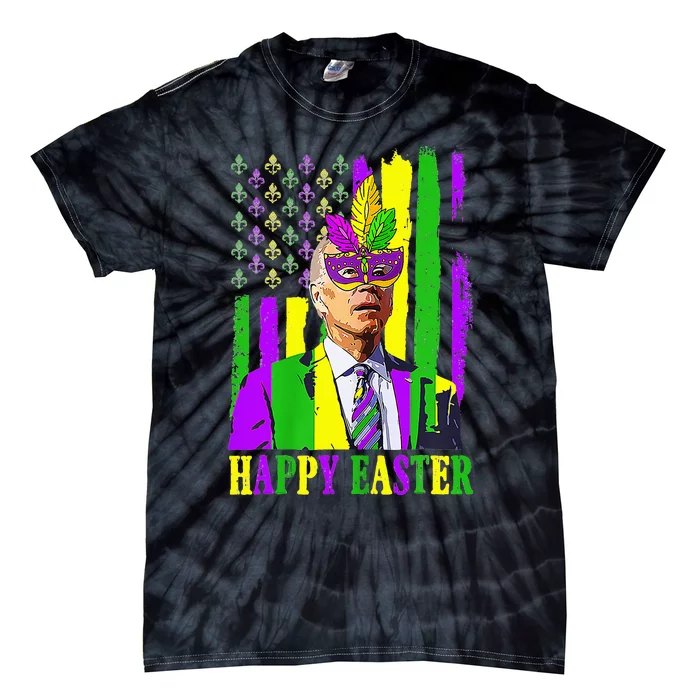 Happy 4th Of Easter Funny Joe Biden Mardi Gras Shenanigans Tie-Dye T-Shirt