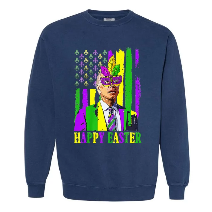 Happy 4th Of Easter Funny Joe Biden Mardi Gras Shenanigans Garment-Dyed Sweatshirt