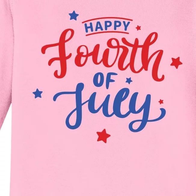 Happy 4th Of July Festive Holiday Baby Long Sleeve Bodysuit