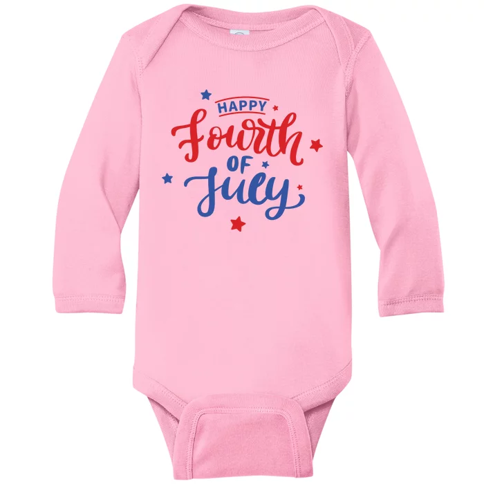 Happy 4th Of July Festive Holiday Baby Long Sleeve Bodysuit