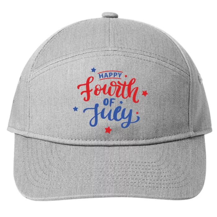 Happy 4th Of July Festive Holiday 7-Panel Snapback Hat