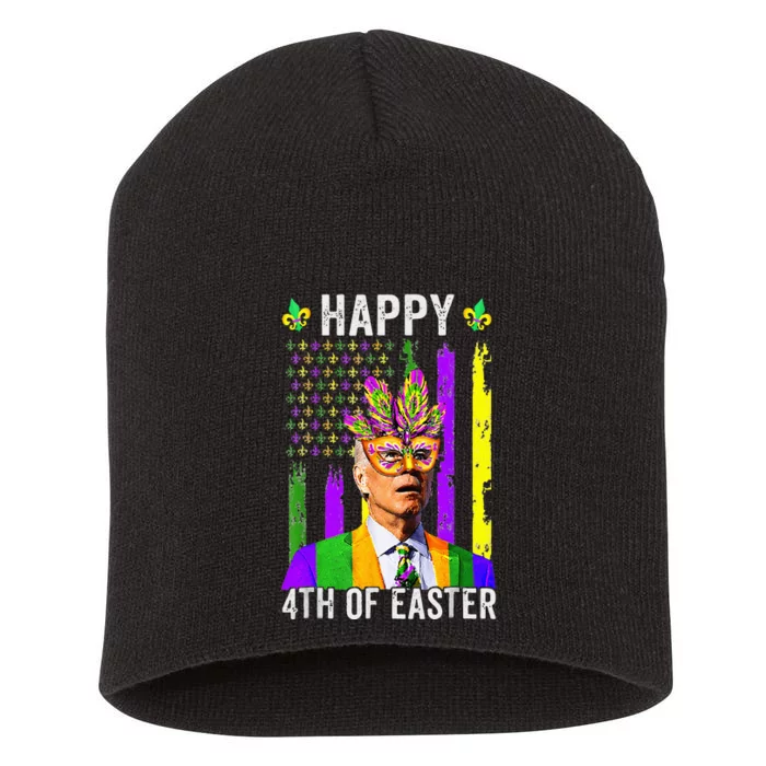 Happy 4th Of Easter Funny Joe Biden Mardi Gras Shenanigans Short Acrylic Beanie