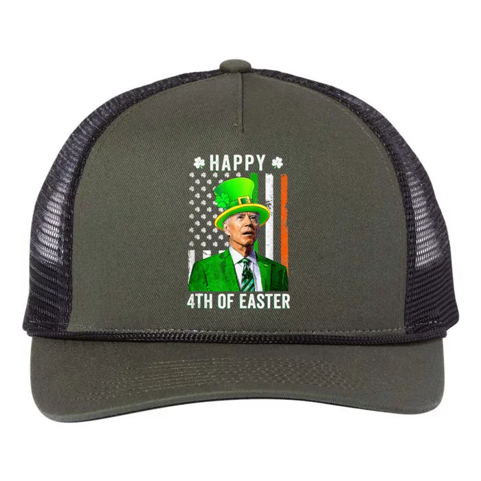 Happy 4th Of Easter Joe Biden St Patricks Day Leprechaun Hat Retro Rope Trucker Hat Cap