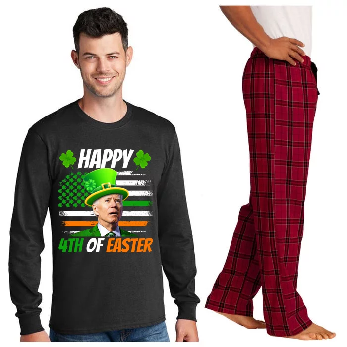 Happy 4th Of Easter Joe Biden St Patricks Day Leprechaun American Flag Long Sleeve Pajama Set