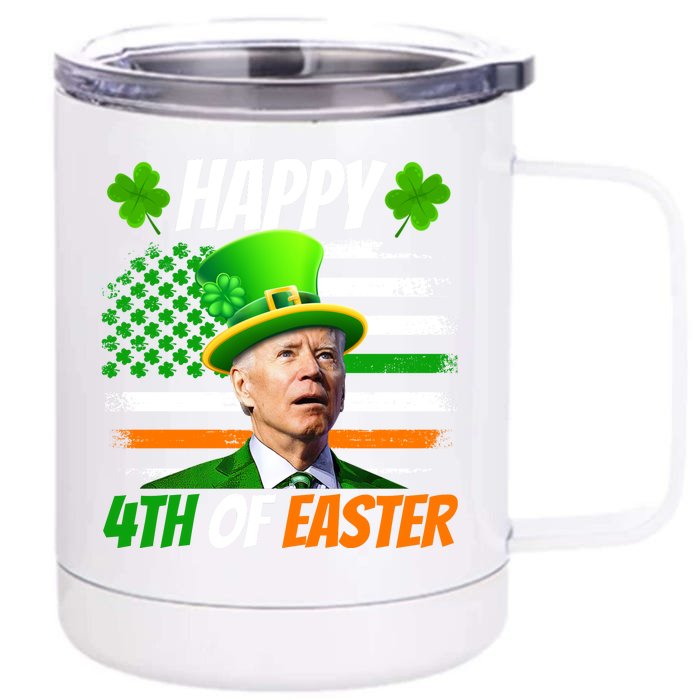 Happy 4th Of Easter Joe Biden St Patricks Day Leprechaun American Flag Front & Back 12oz Stainless Steel Tumbler Cup