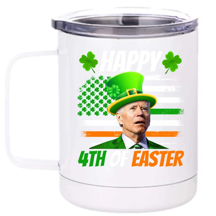 Happy 4th Of Easter Joe Biden St Patricks Day Leprechaun American Flag Front & Back 12oz Stainless Steel Tumbler Cup