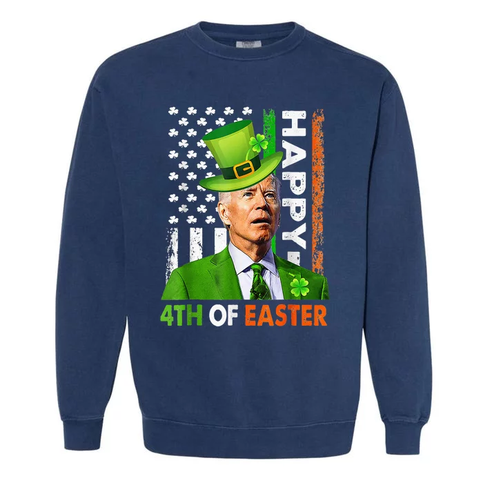 Happy 4th Of Easter Joe Biden St Patricks Day Leprechaun Garment-Dyed Sweatshirt