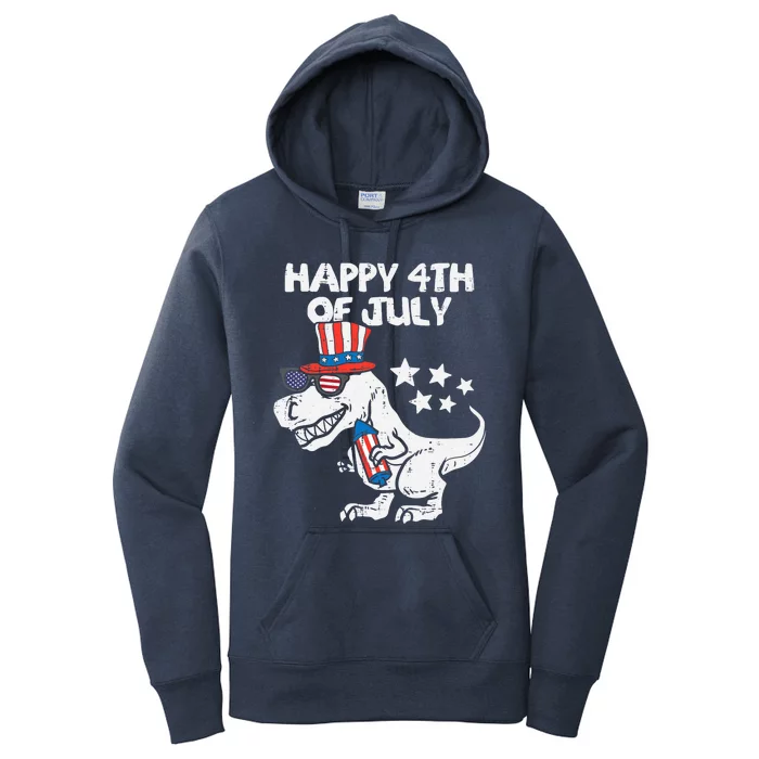 Happy 4th Of July T-Rex Dino Dinosaur Baby Boy Women's Pullover Hoodie