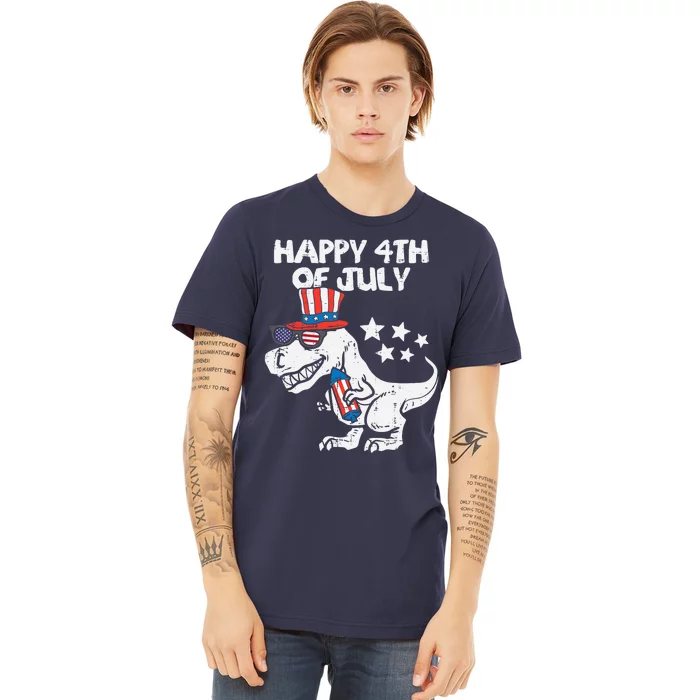 Happy 4th Of July T-Rex Dino Dinosaur Baby Boy Premium T-Shirt