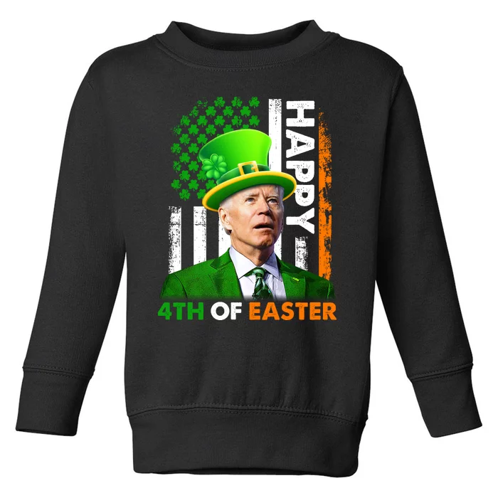 Happy 4th Of Easter Joe Biden St Patricks Day Leprechaun American Flag Toddler Sweatshirt