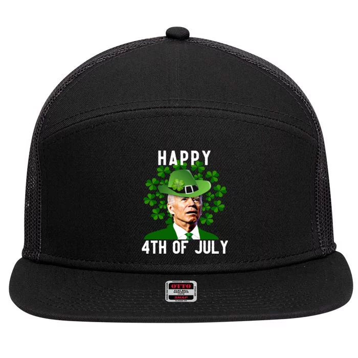 Happy 4th Of July Confused Funny Joe Biden St Patricks Day 7 Panel Mesh Trucker Snapback Hat