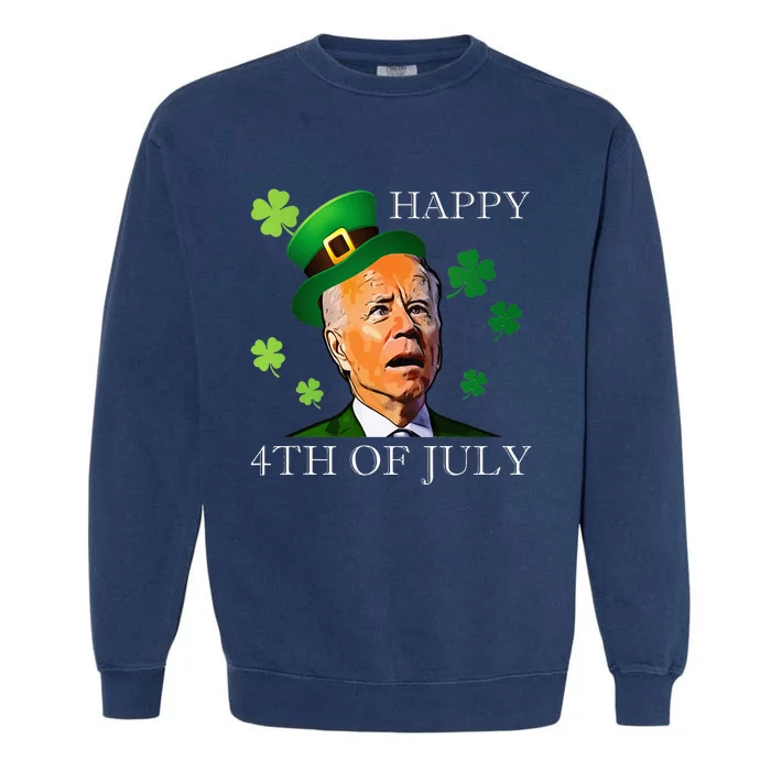 Happy 4th Of July Confused Funny Joe Biden St Patricks Day Garment-Dyed Sweatshirt