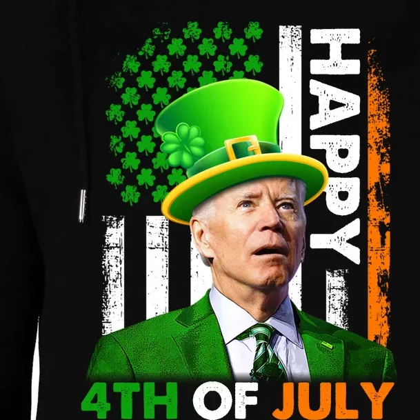 Happy 4th Of July Joe Biden St Patricks Day Leprechaun American Flag Womens Funnel Neck Pullover Hood