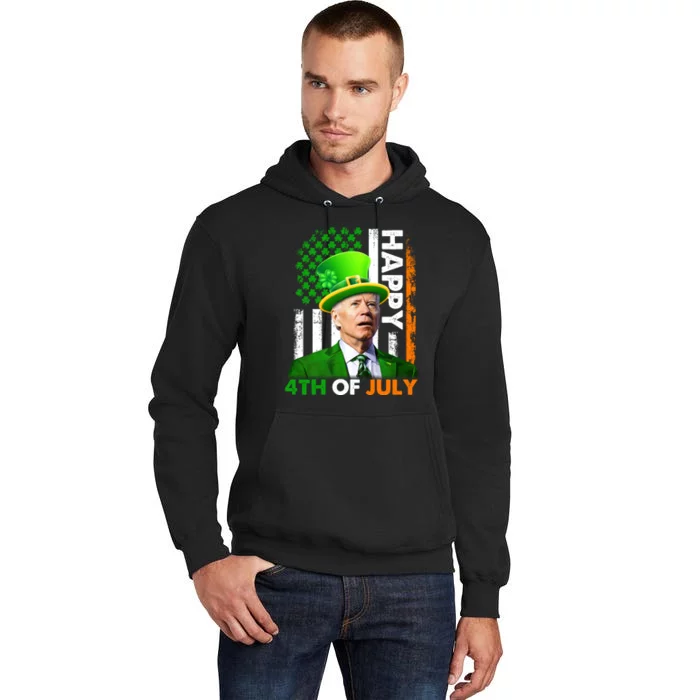 Happy 4th Of July Joe Biden St Patricks Day Leprechaun American Flag Tall Hoodie