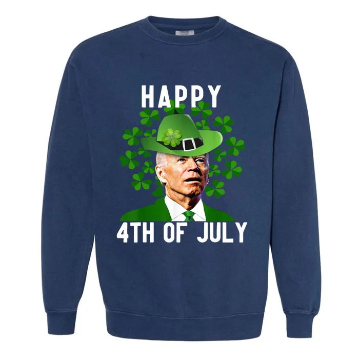 Happy 4th Of July Confused Funny Joe Biden St Patricks Day Garment-Dyed Sweatshirt