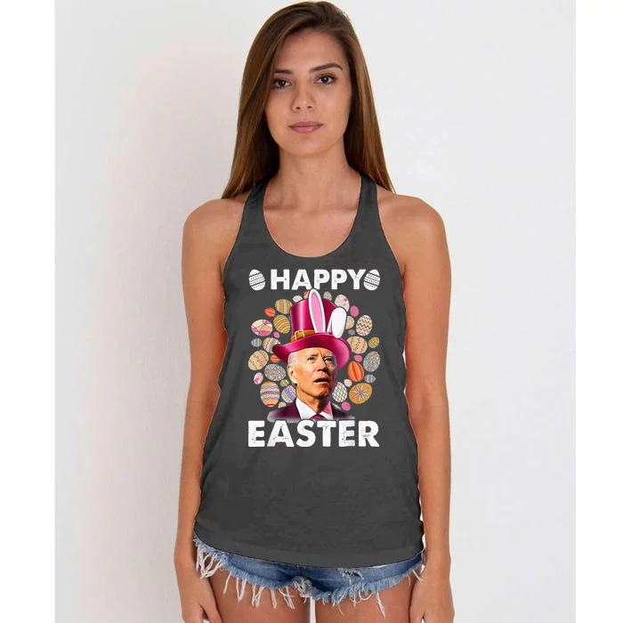 Happy 4th Of July Easter Biden Confused Rabbit Bunny Eggs Women's Knotted Racerback Tank