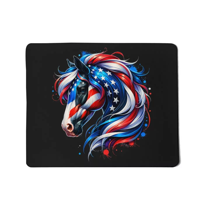 Horse 4th Of July Patriotic Horse Graphic American Flag Mousepad