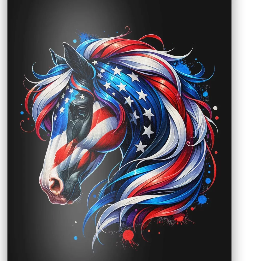 Horse 4th Of July Patriotic Horse Graphic American Flag Poster