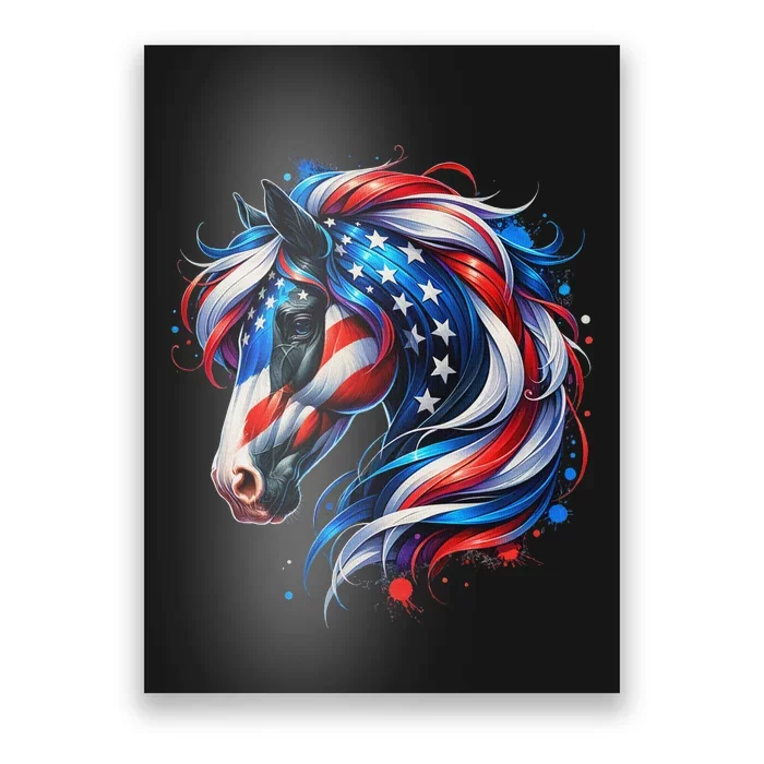 Horse 4th Of July Patriotic Horse Graphic American Flag Poster