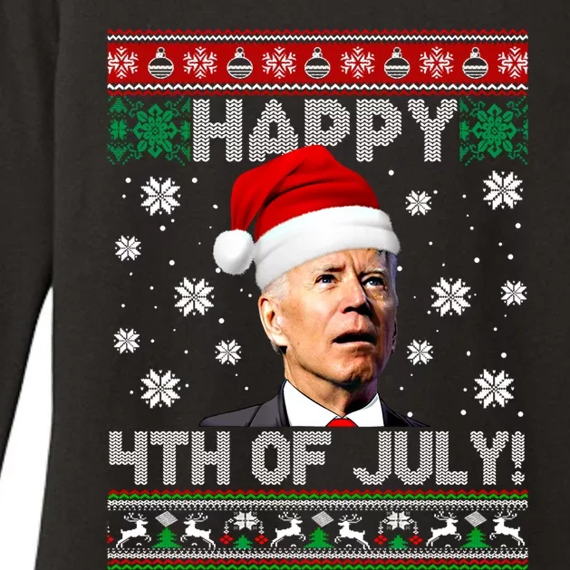 Happy 4th Of July Funny Biden Ugly Christmas Sweater Gift Womens CVC Long Sleeve Shirt