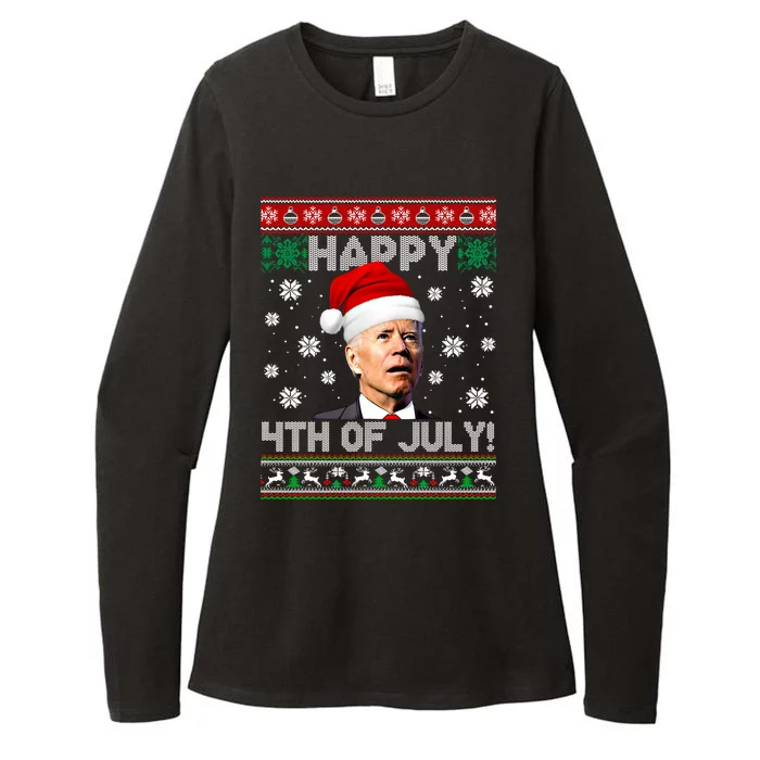 Happy 4th Of July Funny Biden Ugly Christmas Sweater Gift Womens CVC Long Sleeve Shirt