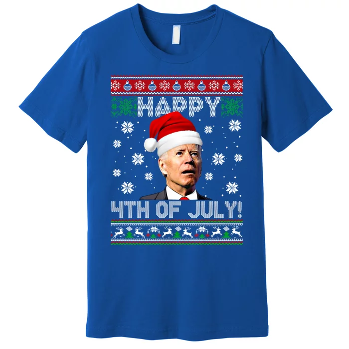 Happy 4th Of July Funny Biden Ugly Christmas Sweater Gift Premium T-Shirt