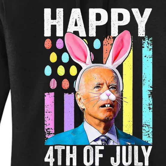 Happy 4th Of July Easter Confused Joe Biden Bunny Egg Funny Women's Pullover Hoodie