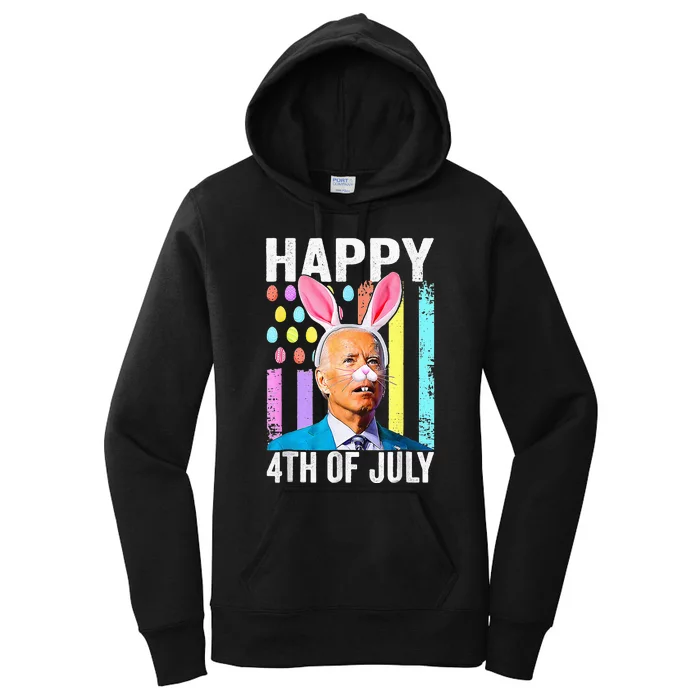 Happy 4th Of July Easter Confused Joe Biden Bunny Egg Funny Women's Pullover Hoodie