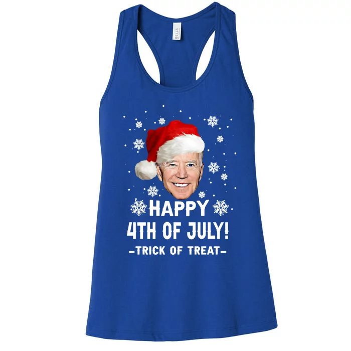 Happy 4th Of July Funny Joe Biden Christmas Ugly Gift Women's Racerback Tank