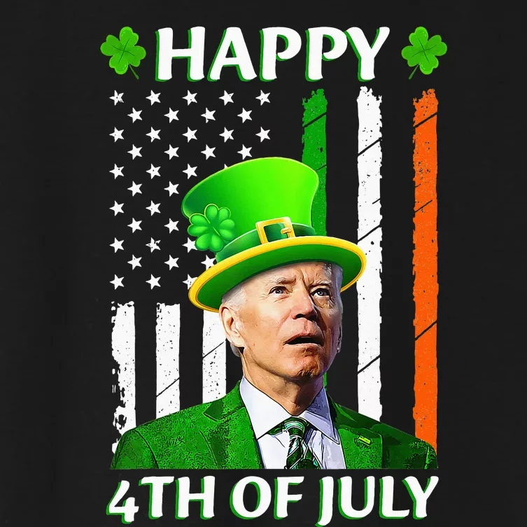 Happy 4th Of July Funny Joe Biden Confused St Patricks Day Women's Crop Top Tee