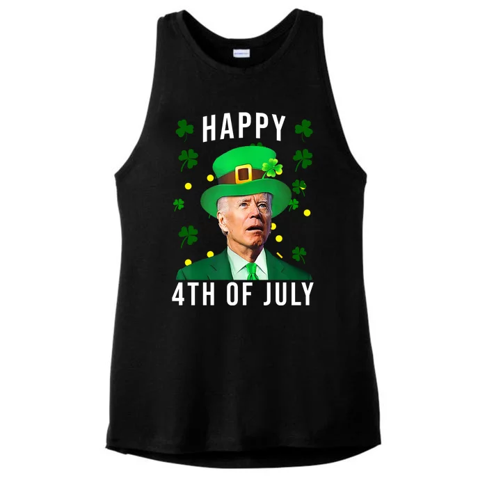 Happy 4th Of July Joe Biden St Patrick's Day Funny Ladies Tri-Blend Wicking Tank