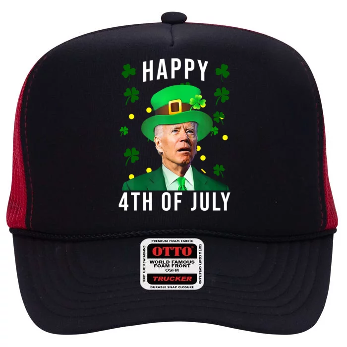 Happy 4th Of July Joe Biden St Patrick's Day Funny High Crown Mesh Trucker Hat