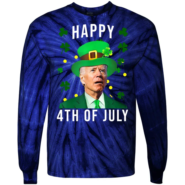 Happy 4th Of July Joe Biden St Patrick's Day Funny Tie-Dye Long Sleeve Shirt