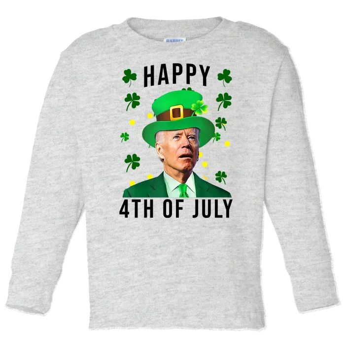 Happy 4th Of July Joe Biden St Patrick's Day Funny Toddler Long Sleeve Shirt