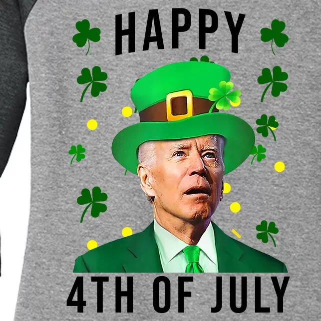 Happy 4th Of July Joe Biden St Patrick's Day Funny Women's Tri-Blend 3/4-Sleeve Raglan Shirt