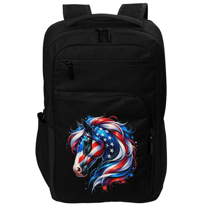 Horse 4th Of July Patriotic Horse Graphic American Flag Impact Tech Backpack