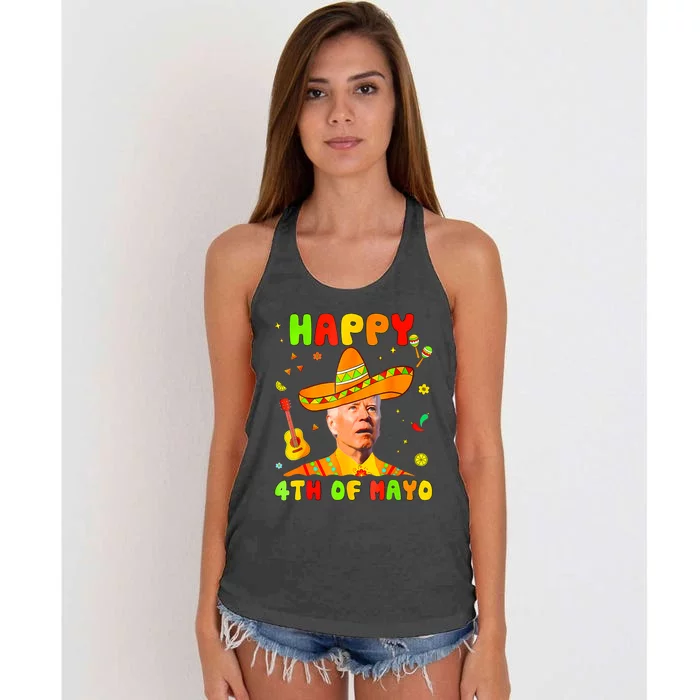 Happy 4th Of Mayo Funny Joe Biden Confused Cinco De Mayo Women's Knotted Racerback Tank