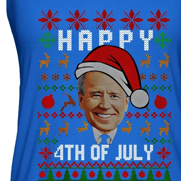 Happy 4th Of July Ugly Christmas Sweater Santa Joe Biden Meaningful Gift Ladies Essential Flowy Tank