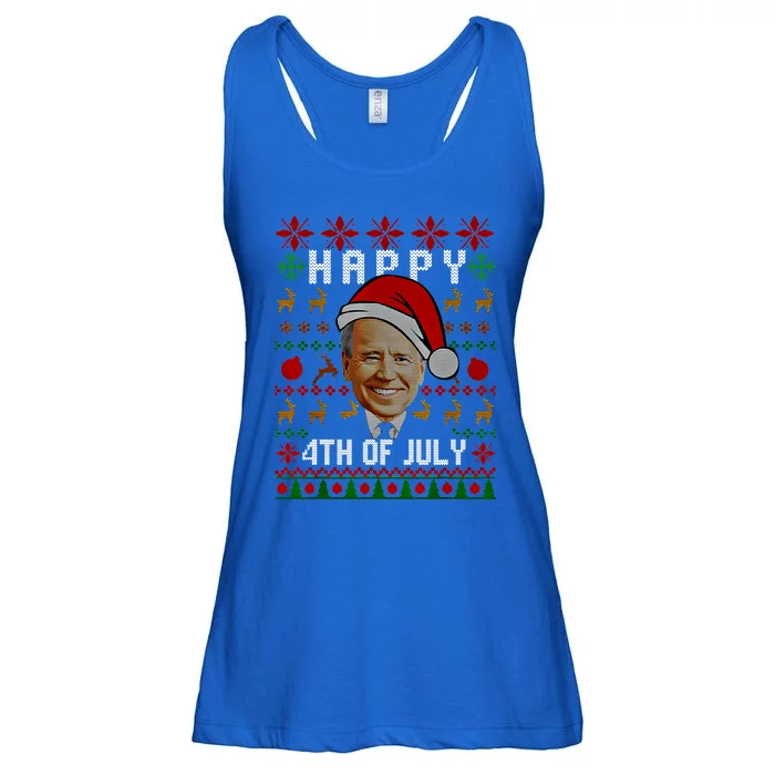 Happy 4th Of July Ugly Christmas Sweater Santa Joe Biden Meaningful Gift Ladies Essential Flowy Tank