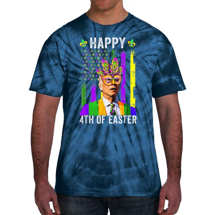 Happy 4th Of Easter Funny Joe Biden Mardi Gras Shenanigans Tie-Dye T-Shirt